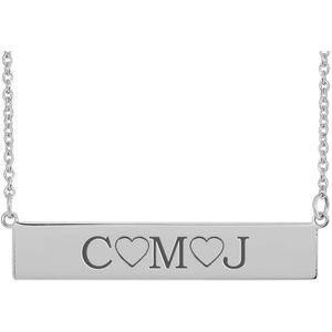 14K White Gold Be PoshÂ® Engravable Bar 19 1/2" Necklace