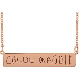 14K Rose Gold Be PoshÂ® Engravable Bar 19 1/2" Necklace