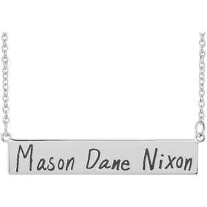 14K White Gold Be PoshÂ® Engravable Bar 17 1/2" Necklace