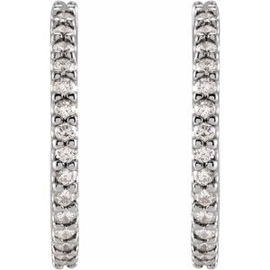 Platinum 5/8 CTW Natural Diamond 17.63 mm Hoop Earrings