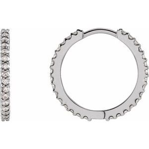 Platinum 1/4 CTW Natural Diamond 17.63 mm Hoop Earring