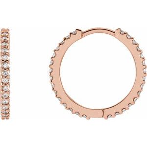 14K Rose Gold 5/8 CTW Natural Diamond  17.63 mm Hoop Earrings