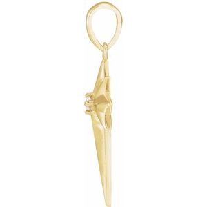 14K Yellow Gold .03 CT Natural Diamond Star Cross Pendant