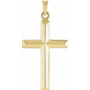 14K Yellow Gold 27.7x16.4 mm Cross Pendant