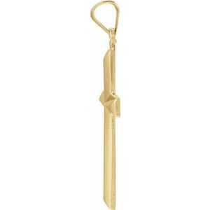 14K Yellow Gold 27.7x16.4 mm Cross Pendant
