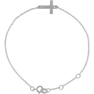 Platinum Engravable Cross 6 1/2-7 1/2" Bracelet