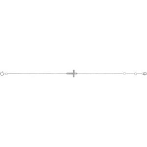 Platinum Engravable Cross 6 1/2-7 1/2" Bracelet