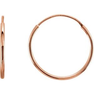 14K Rose Gold Endless Tube 15 mm Hoop Earring