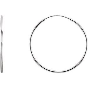 14K White Gold Endless Tube 24 mm Hoop Earring