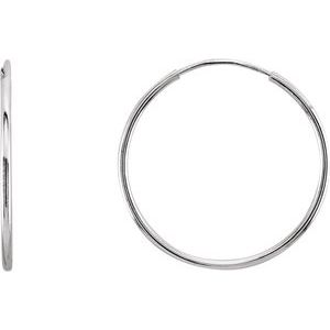 14K White Gold Endless Tube 20 mm Hoop Earring