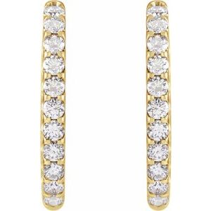 14K Yellow Gold 3 CTW Natural Diamond Inside-Outside Hinged 28.3 mm Hoop Earrings