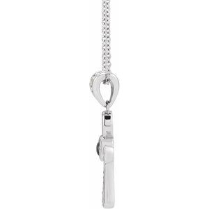 14K White Gold Natural Onyx & .04 CTW Natural Diamond Ankh Cross 16-18' Necklace