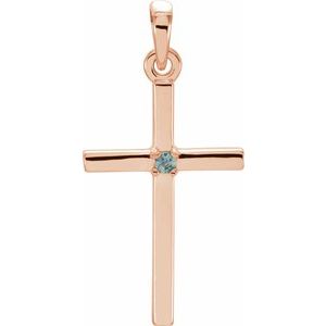 14K Rose Gold Natural Alexandrite Cross Pendant