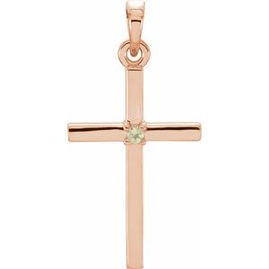 14K Rose Gold Natural Peridot Cross Pendant