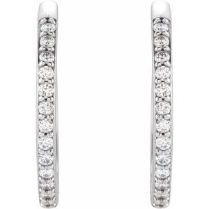 14K White Gold 1/5 CTW Natural Diamond Hinged 18 mm Hoop Earrings