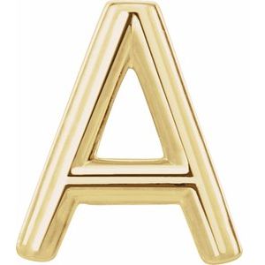 14K Yellow Gold Single Initial A Earring