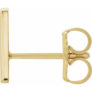 14K Yellow Gold Single Initial A Earring