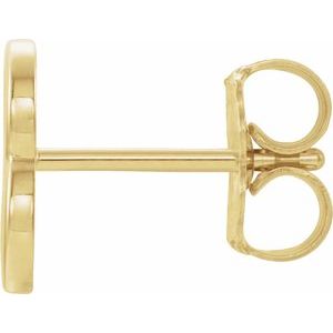 14K Yellow Gold Single Initial B Earring