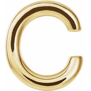 14K Yellow Gold Single Initial C Earring