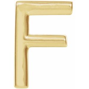 14K Yellow Gold Single Initial F Earring