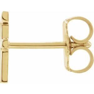 14K Yellow Gold Single Initial F Earring