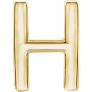 14K Yellow Gold Single Initial H Earring