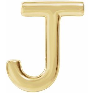 14K Yellow Gold Single Initial J Earring