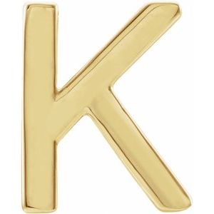 14K Yellow Gold Single Initial K Earring