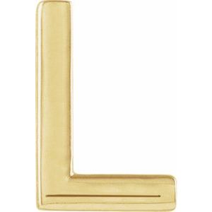 14K Yellow Gold Single Initial L Earring