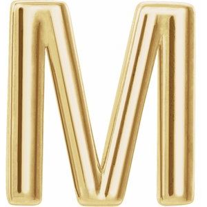 14K Yellow Gold Single Initial M Earring