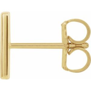 14K Yellow Gold Single Initial M Earring
