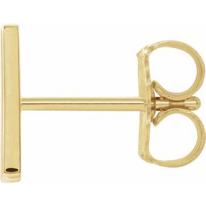 14K Yellow Gold Single Initial N Earring