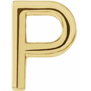 14K Yellow Gold Single Initial P Earring