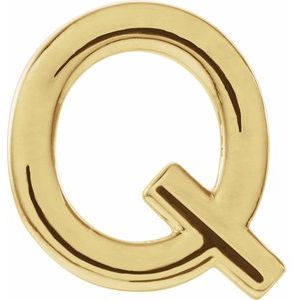 14K Yellow Gold Single Initial Q Earring