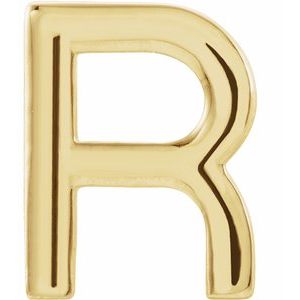 14K Yellow Gold Single Initial R Earring