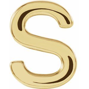 14K Yellow Gold Single Initial S Earring