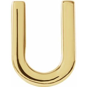 14K Yellow Gold Single Initial U Earring