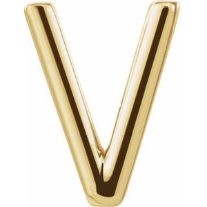 14K Yellow Gold Single Initial V Earring