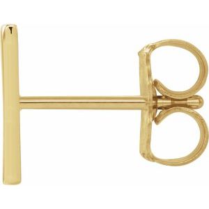14K Yellow Gold Single Initial V Earring
