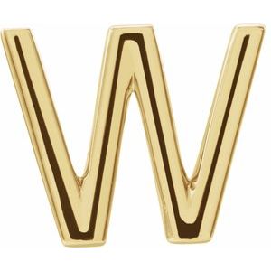 14K Yellow Gold Single Initial W Earring