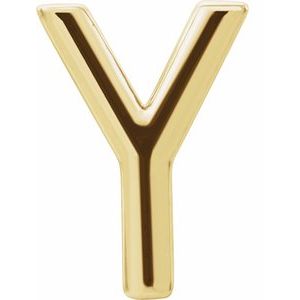 14K Yellow Gold Single Initial Y Earring