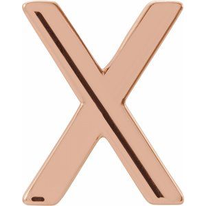 14K Rose Gold Single Initial X Earring