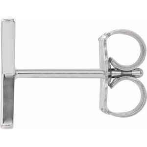 14K White Gold Single Initial X Earring