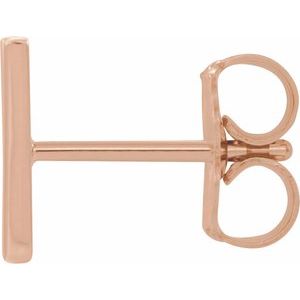 14K Rose Gold Single Initial W Earring