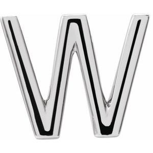 14K White Gold Single Initial W Earring
