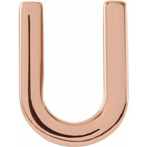 14K Rose Gold Single Initial U Earring