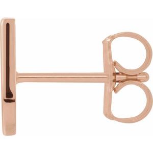 14K Rose Gold Single Initial U Earring