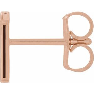 14K Rose Gold Single Initial T Earring