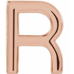 14K Rose Gold Single Initial R Earring