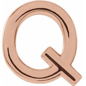 14K Rose Gold Single Initial Q Earring